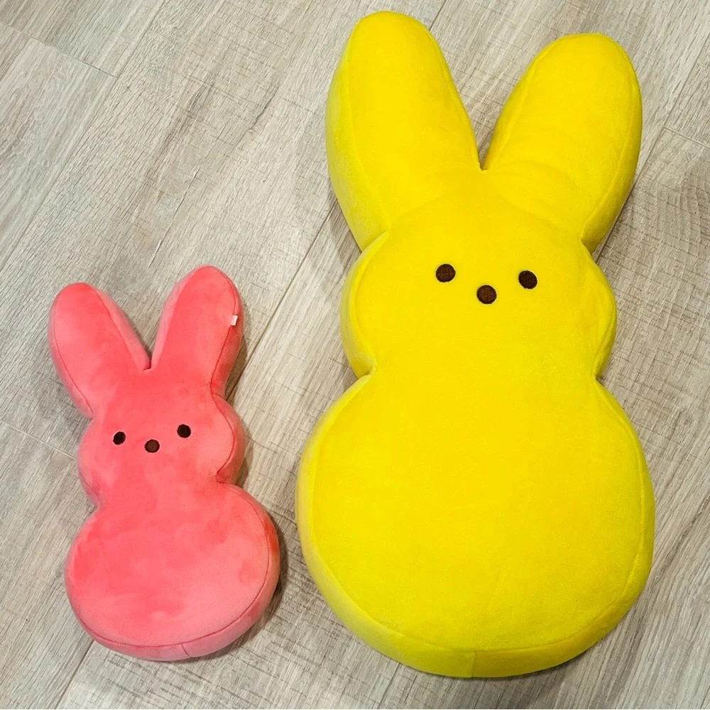 Peeps Just born RUZ Yellow 17” And 10” Pink Bunny Plush Rabbit Stuffed Animal